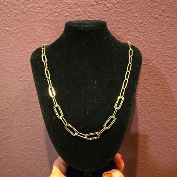 PAPERCLIP NECKLACE, 316 S Steel! Emerald Rhinestones, NWOT! - Picture 1 of 6